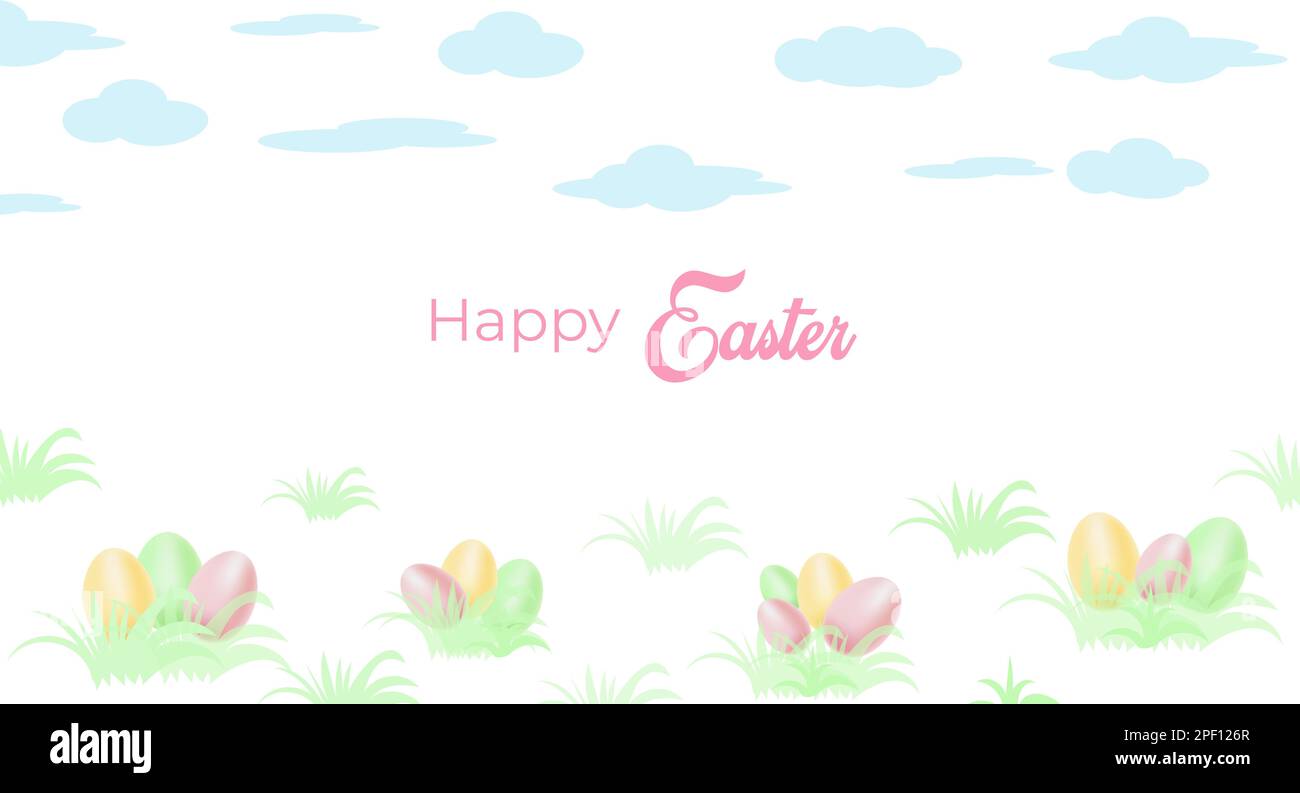 Sfondo pasquale con elementi decorativi festive e luogo per il testo Illustrazione Vettoriale