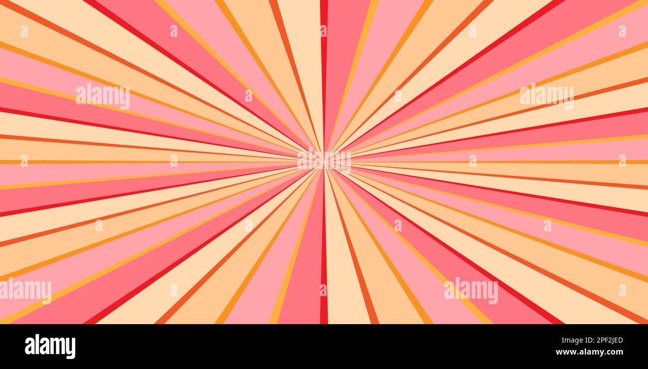 Vibrante Sunburst Geometric Ray star sfondo. Colori rosa, rosso e beige. Illustrazione vettoriale Illustrazione Vettoriale