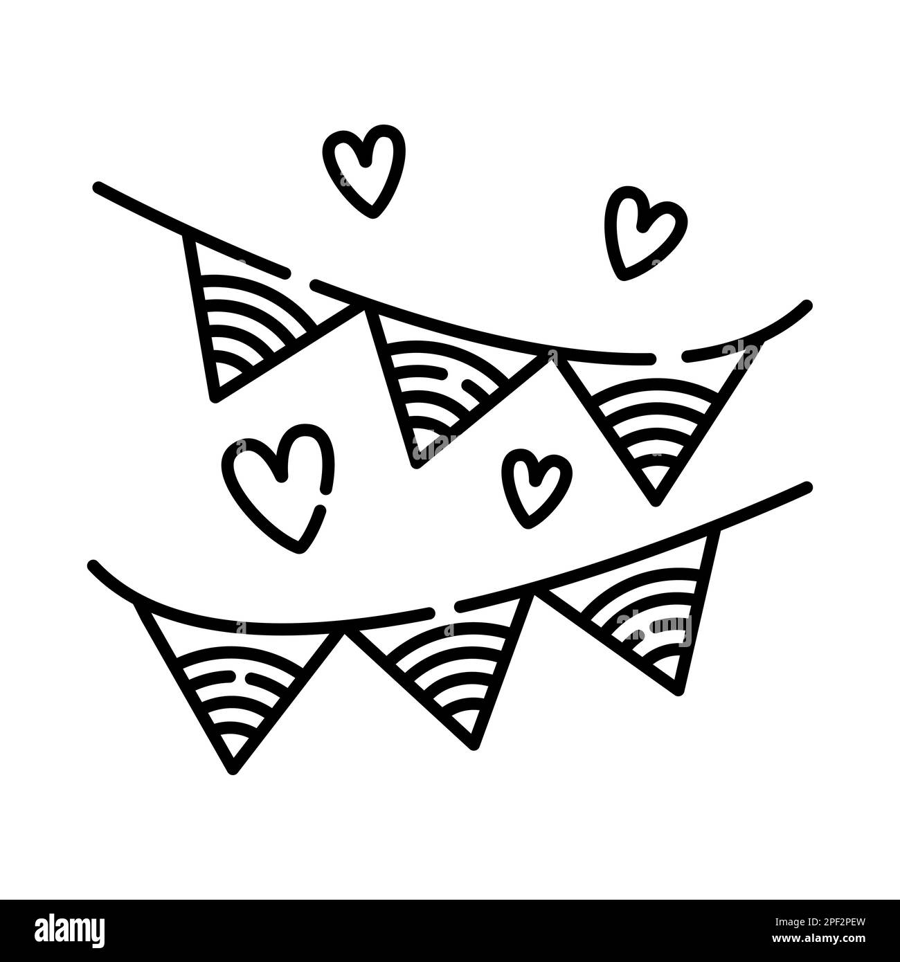 Bandiere festive per i giorni festivi, illustrazione con linea nera vettoriale Illustrazione Vettoriale