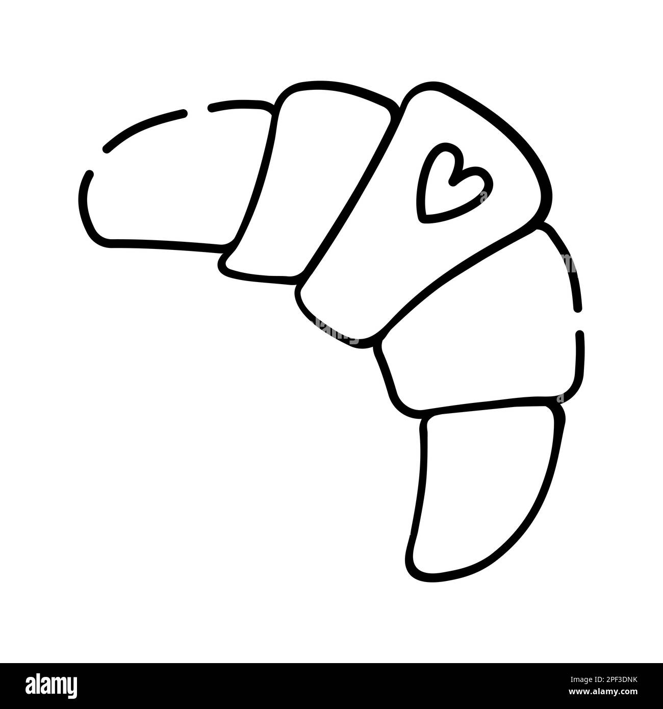 Croissant, immagine vettoriale a linee nere Illustrazione Vettoriale