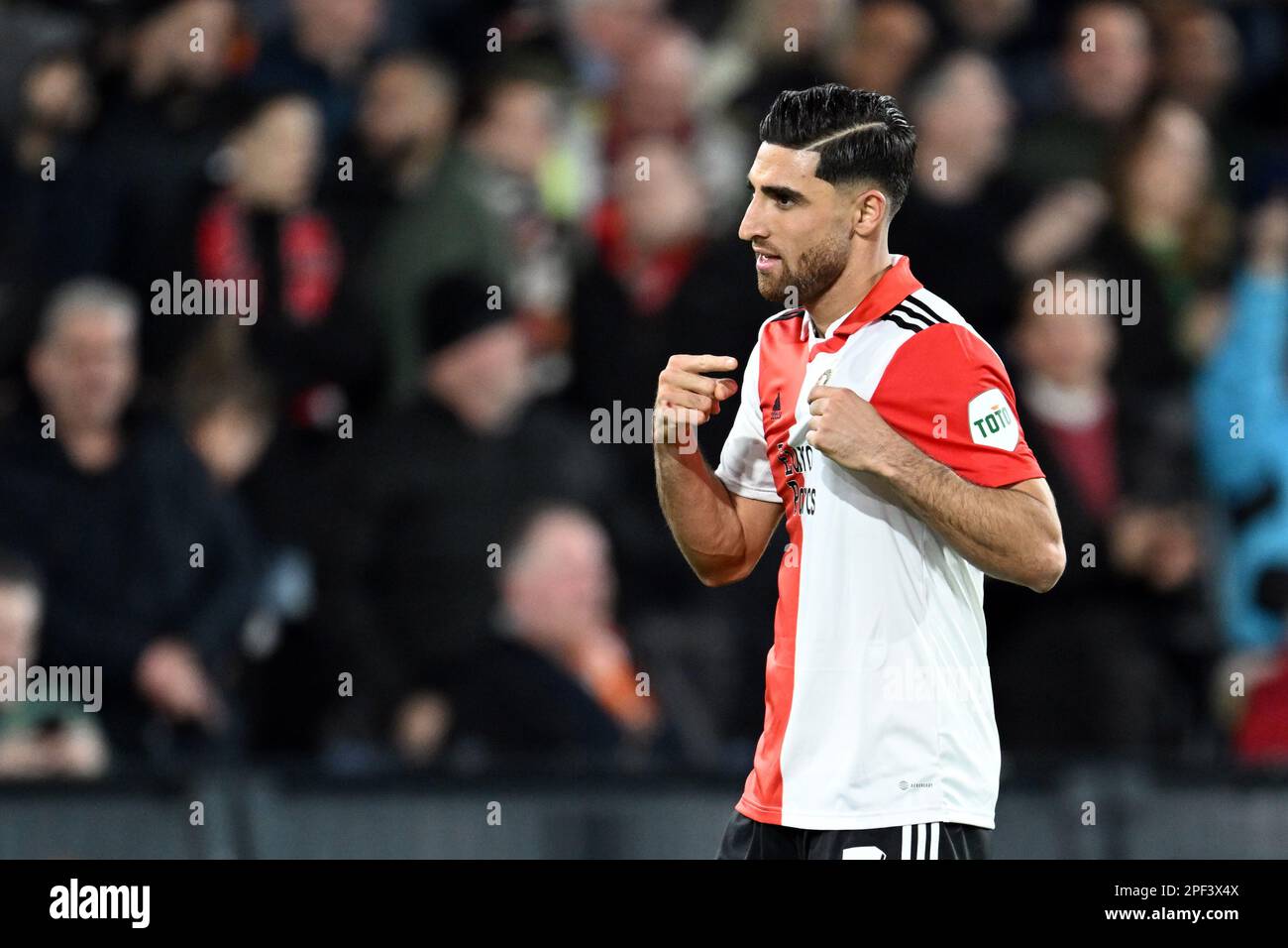 ROTTERDAM - Alireza Jahanbaksh di Feyenoord festeggia la 6-0 durante il round della UEFA Europa League 16 tra Feyenoord e Shakhtar Donetsk allo stadio di Feyenoord de Kuip il 16 marzo 2023 a Rotterdam, Paesi Bassi. ANP OLAF KRAAK Foto Stock