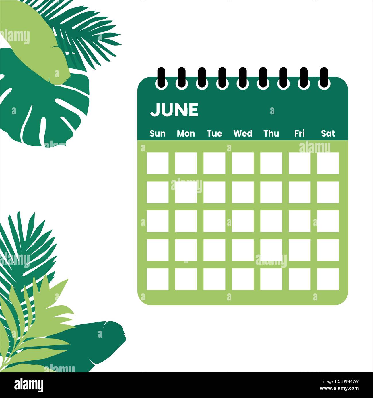 Calendario di June Illustrazione Vettoriale