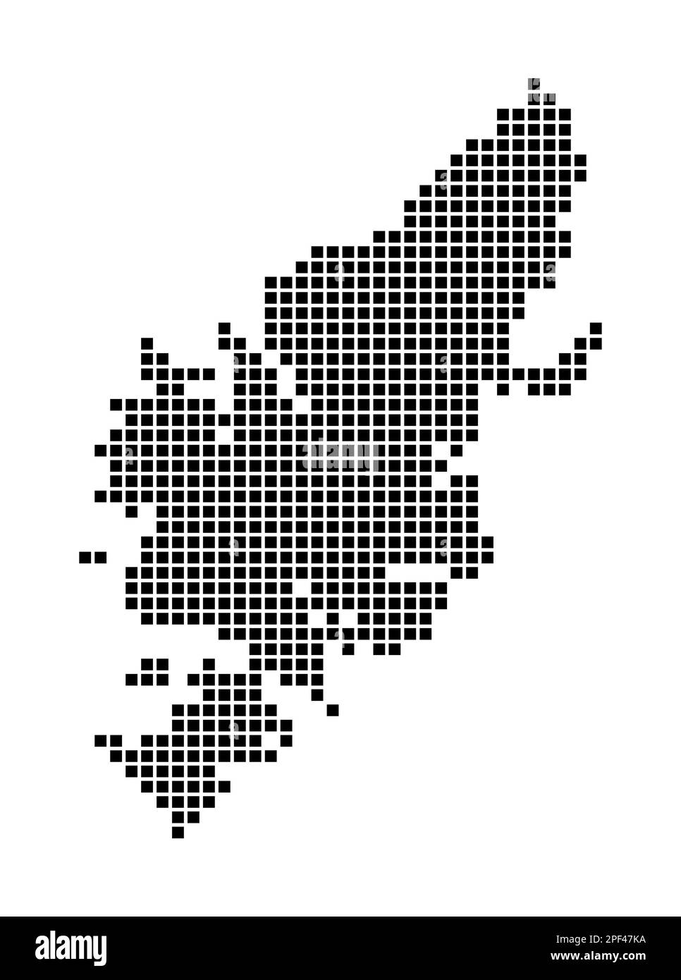 Mappa di Lewis e Harris. Mappa di Lewis e Harris in stile punteggiato. Bordi dell'isola riempiti di rettangoli per il vostro disegno. Illustrazione vettoriale. Illustrazione Vettoriale