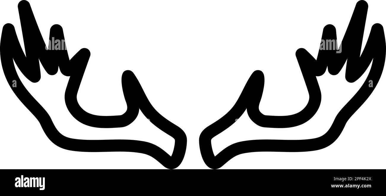 illustrazione vettoriale dell'icona della linea animale del corno di cervo Illustrazione Vettoriale