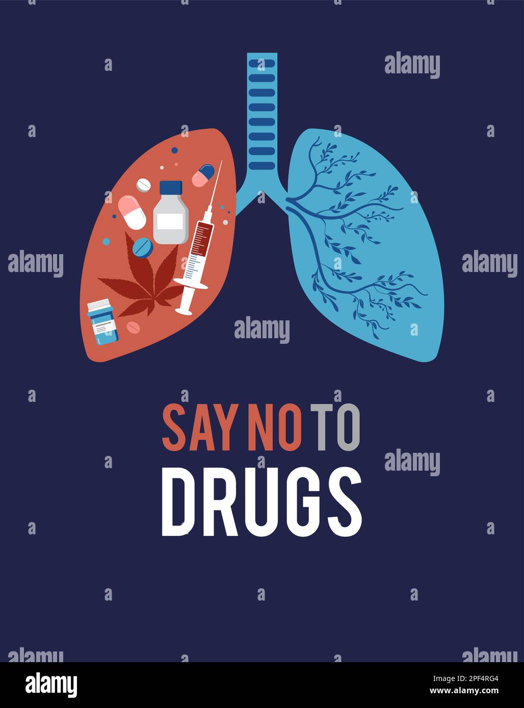 Niente farmaci, design concettuale. Giornata internazionale contro l'abuso di droga illustrazione, banner Illustrazione Vettoriale