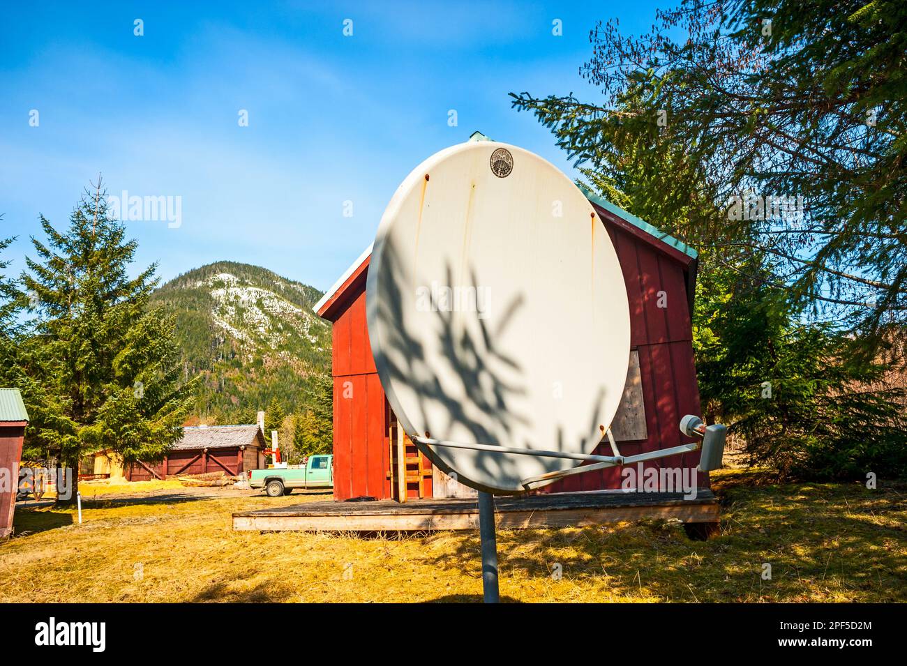 Abbandonati i campi di lavoro del Servizio Forestale degli Stati Uniti a False Island, Tongass National Forest, Alaska, USA. Foto Stock