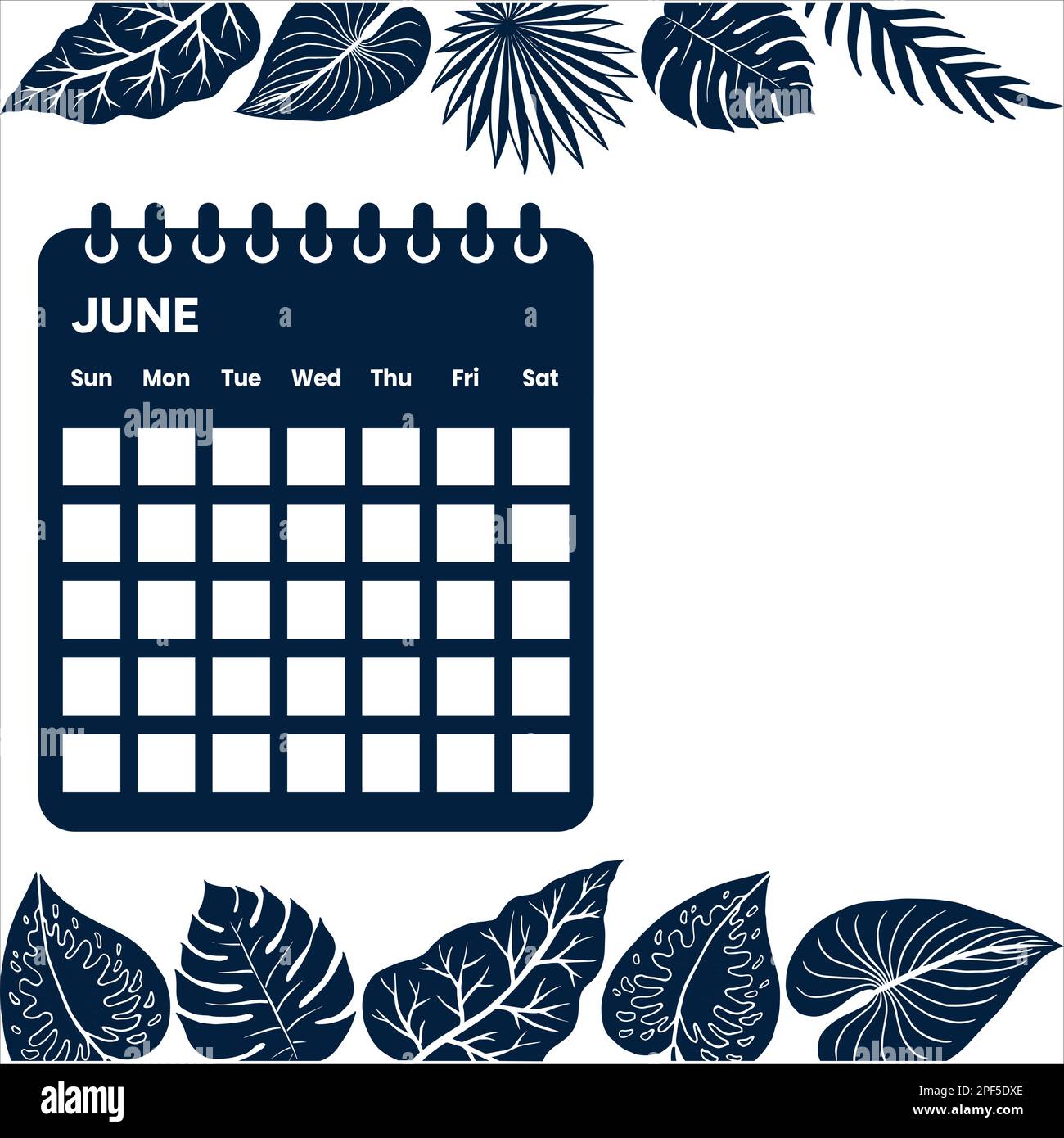 Calendario di June Illustrazione Vettoriale