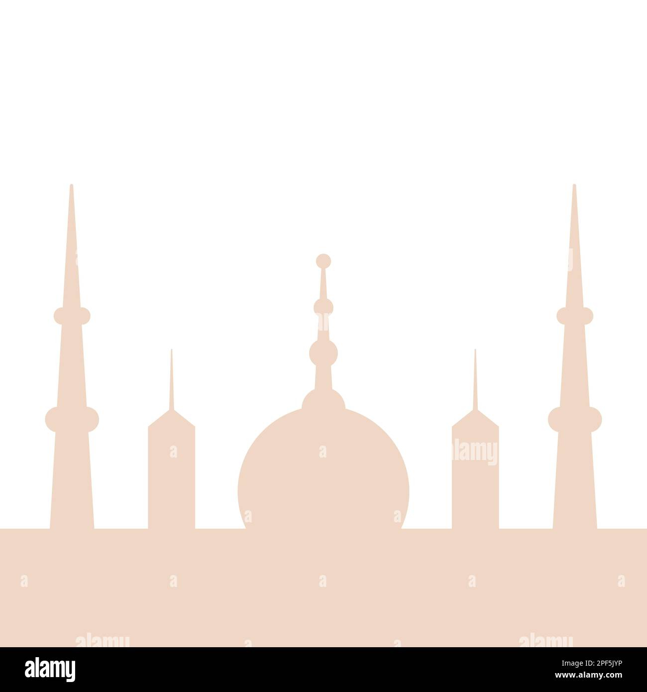 Silhouette moschea con minareti. Colore beige. Illustrazione vettoriale, design piatto Illustrazione Vettoriale