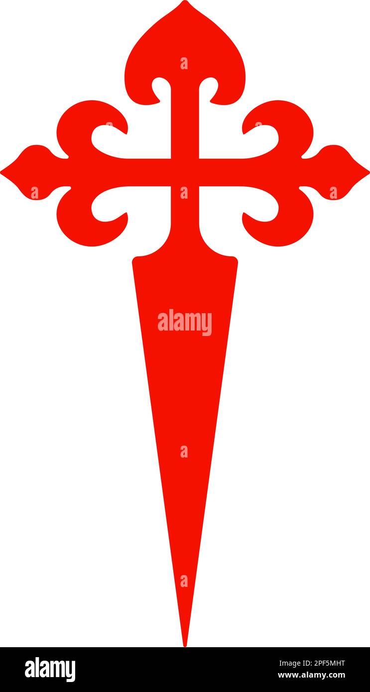 Icona simbolo della Croce Rossa di Camino de Santiago. Croce di San Giacomo. Illustrazione vettoriale Illustrazione Vettoriale