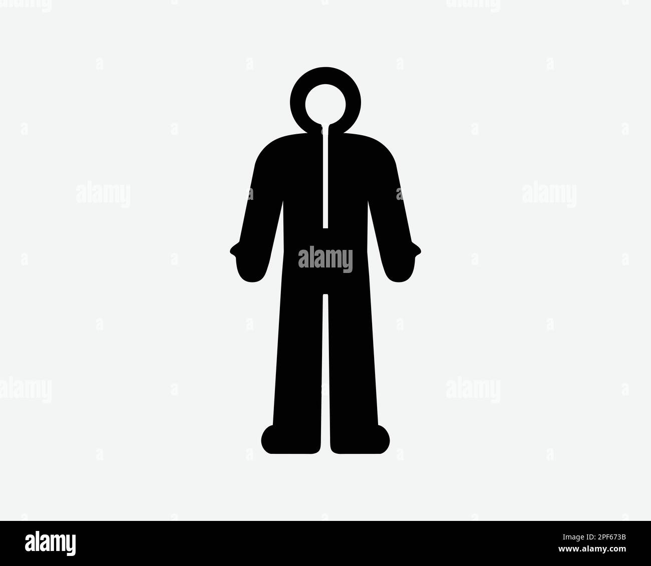 HAZMAT Suit Safety Full Body Medical Protection Abbigliamento Black White Silhouette segno simbolo icona Clipart grafico Pittogramma Illustrazione Vector Illustrazione Vettoriale