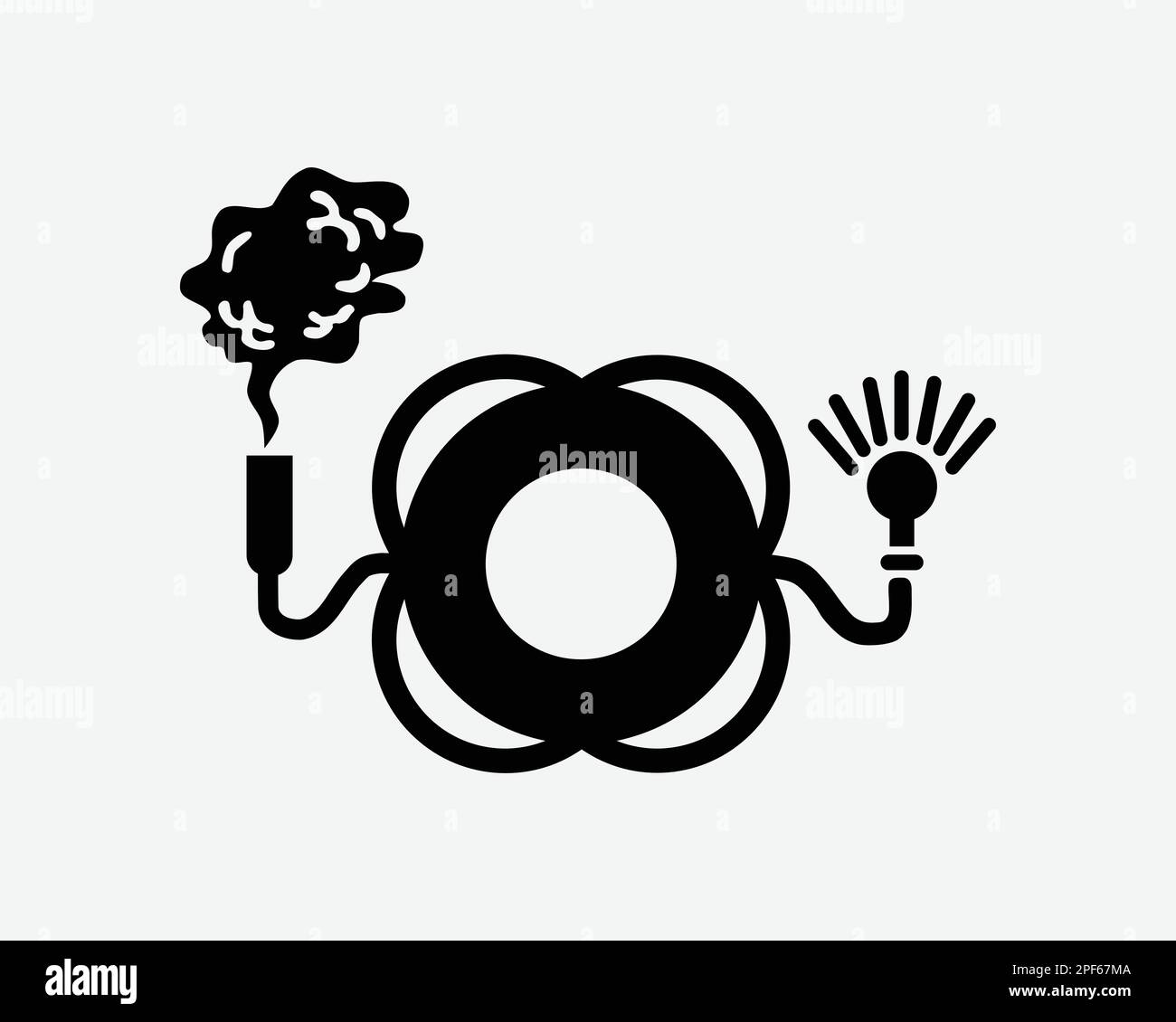 Lifebuoy con luce e fumo anello di emergenza galleggiante nero bianco silhouette segno simbolo icona Clipart grafico illustrazione pittogramma Illustrazione VECTO Illustrazione Vettoriale