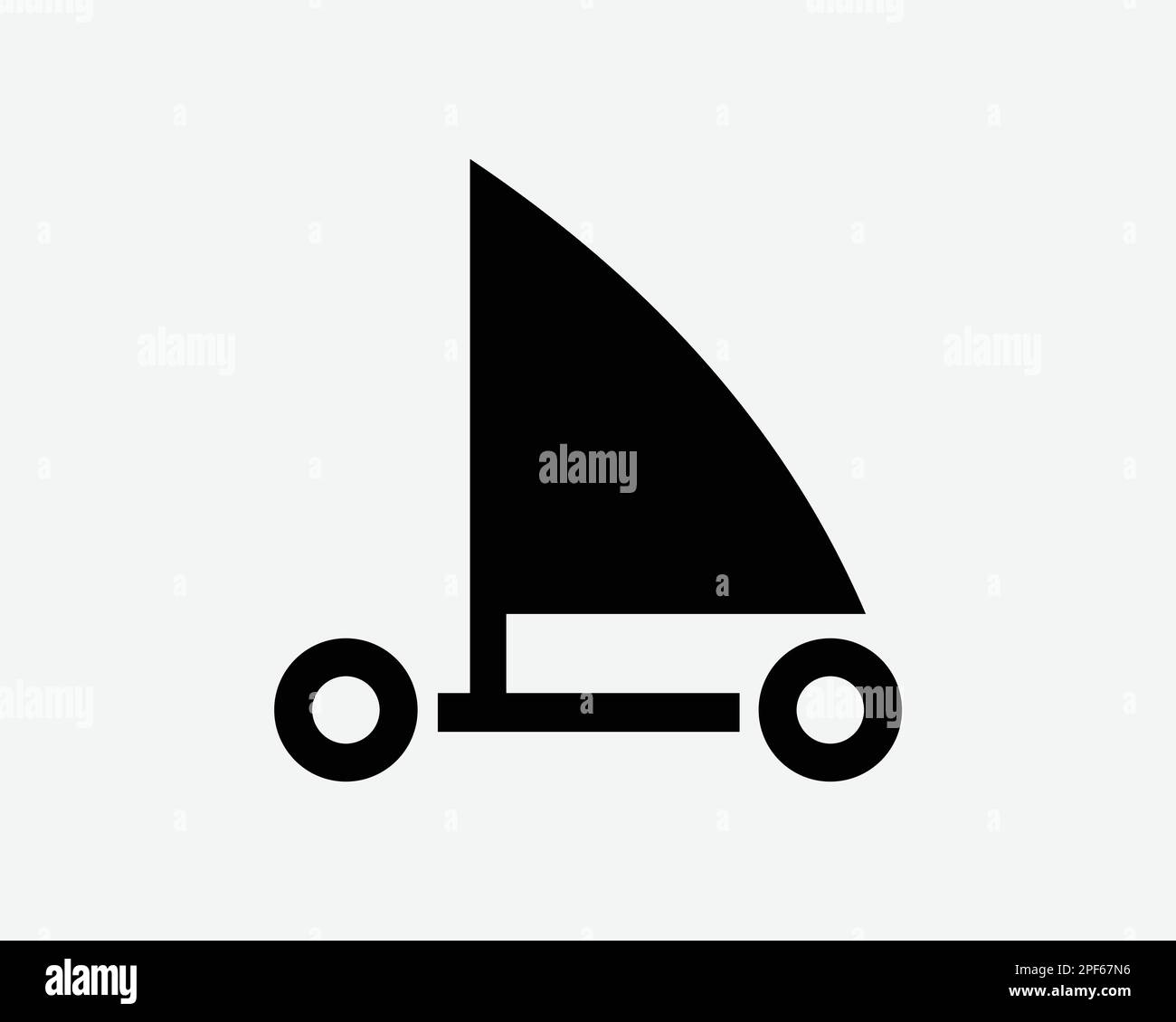 Land Sailing icona Sail Sand Yachting Dirtboating Wind Powered Vector Black White Silhouette simbolo segno grafico clipart Illustrazione pittogramma Illustrazione Vettoriale