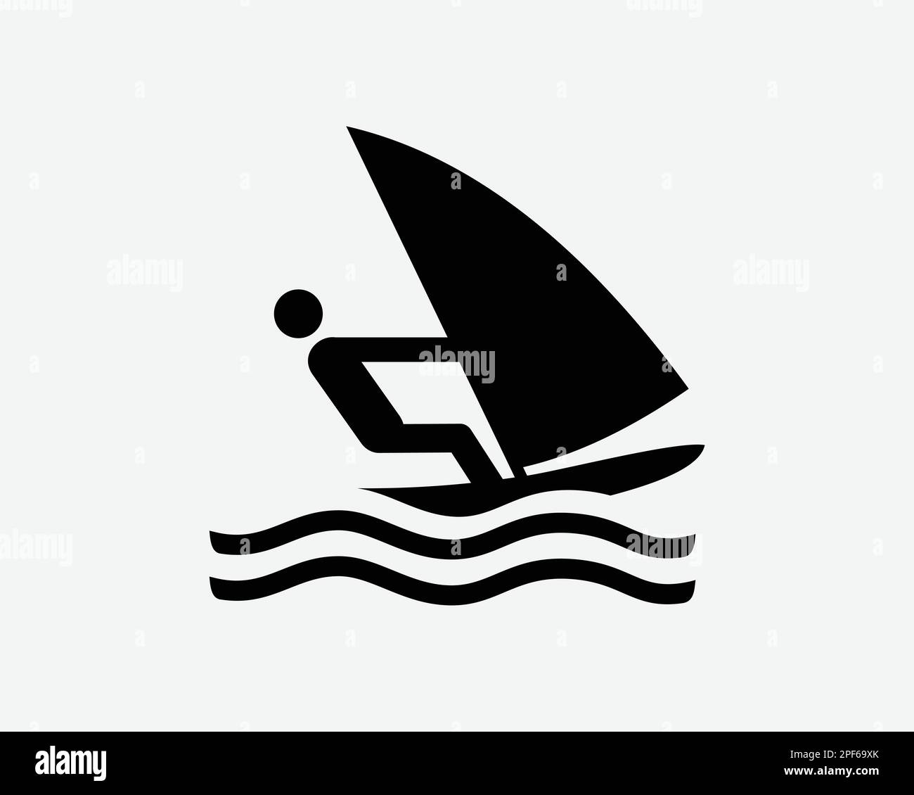 Icona Windsurf Wind Surf Sport Sport Race Racing Activity Vector Black White Silhouette simbolo segno grafico clipart Illustrazione pittogramma Illustrazione Vettoriale