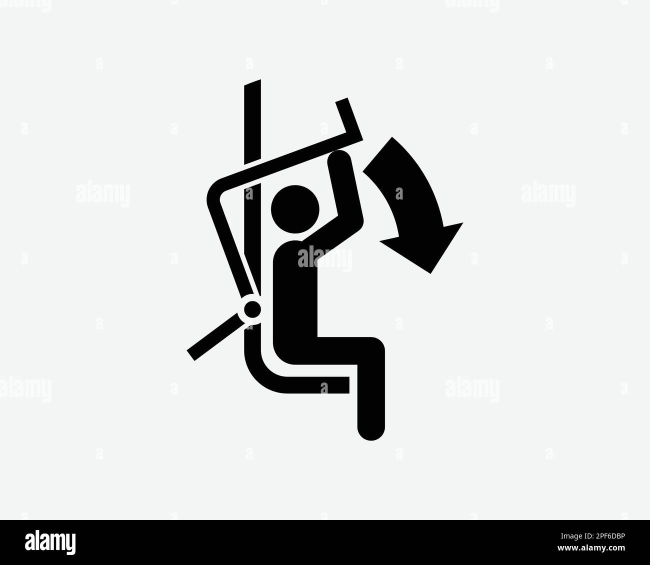 Pull Down esercizio macchina pesi Lap Bar Ritrain Black White Silhouette simbolo icona segno grafico clipart Illustrazione pittogramma VEC Illustrazione Vettoriale