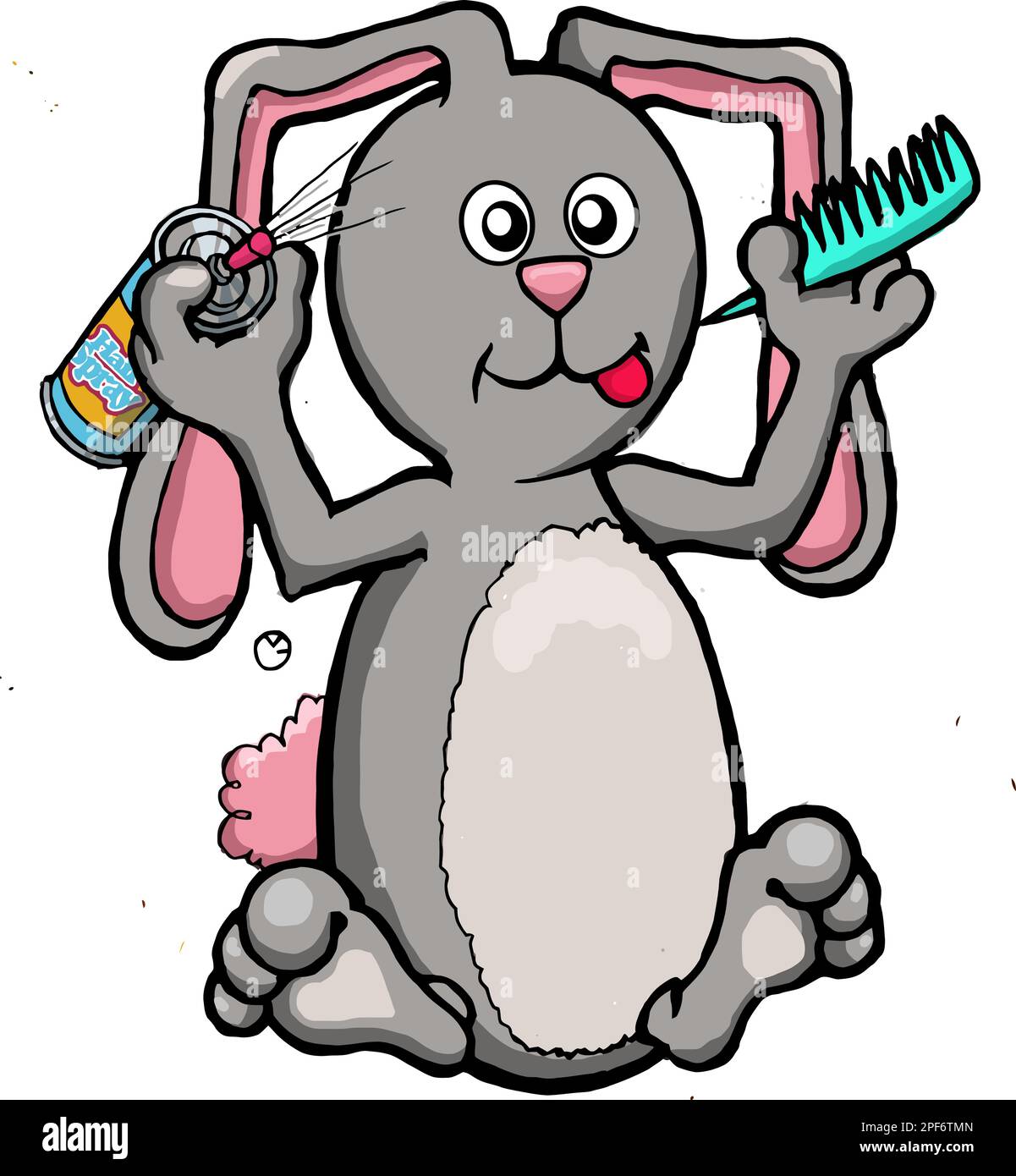 coniglietto divertente con un pettine e uno spray per capelli Illustrazione Vettoriale