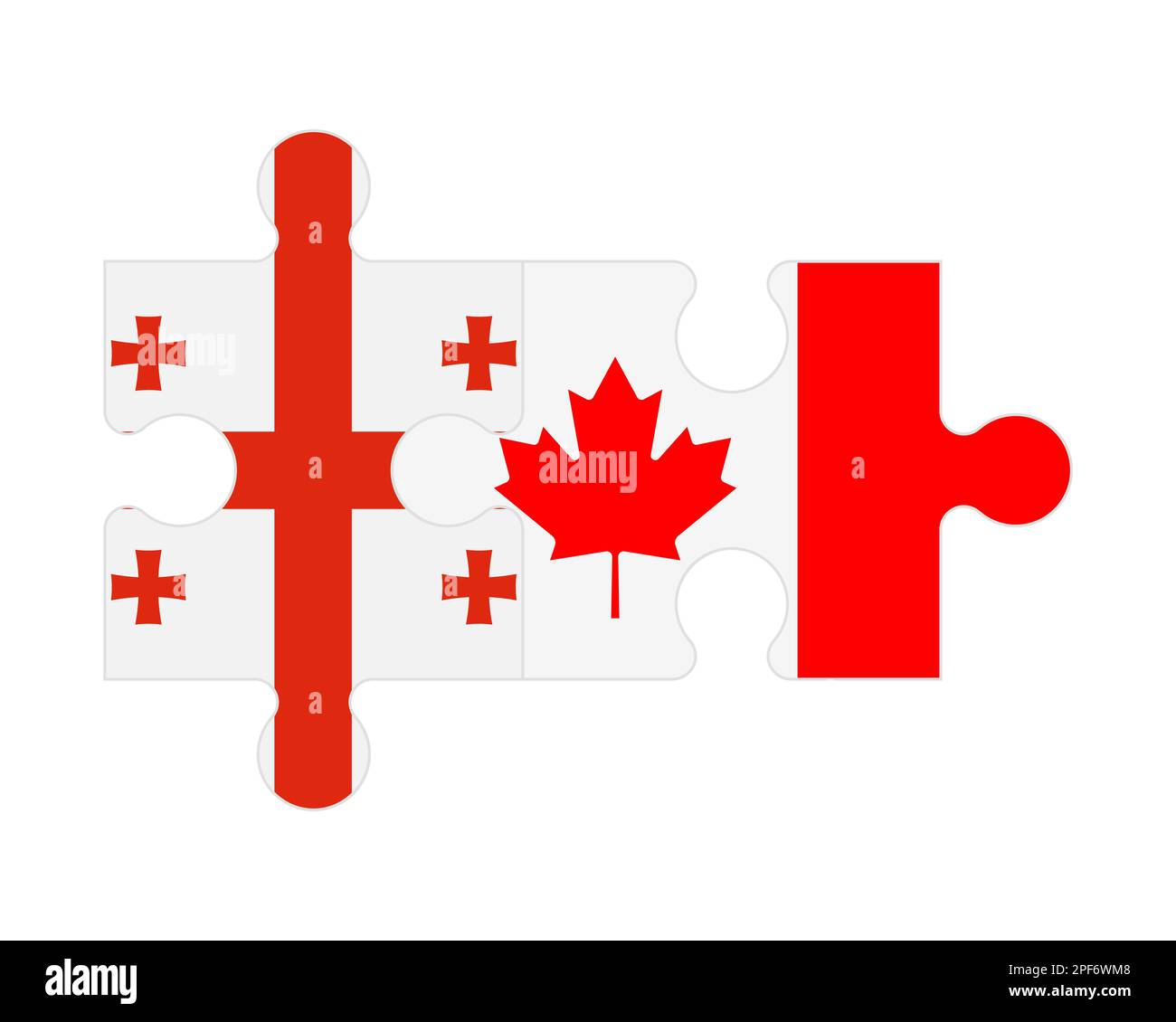 Puzzle connesso di bandiere di Georgia e Canada, vettore Illustrazione Vettoriale