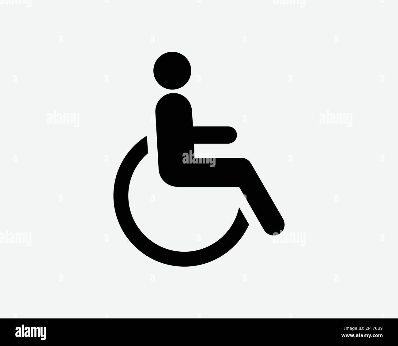 Icona di persona disabile handicap persone diversamente abili sedia a rotelle Nero Bianco Silhouette segno simbolo grafico clipart Illustrazione Pittogramma VEC Illustrazione Vettoriale