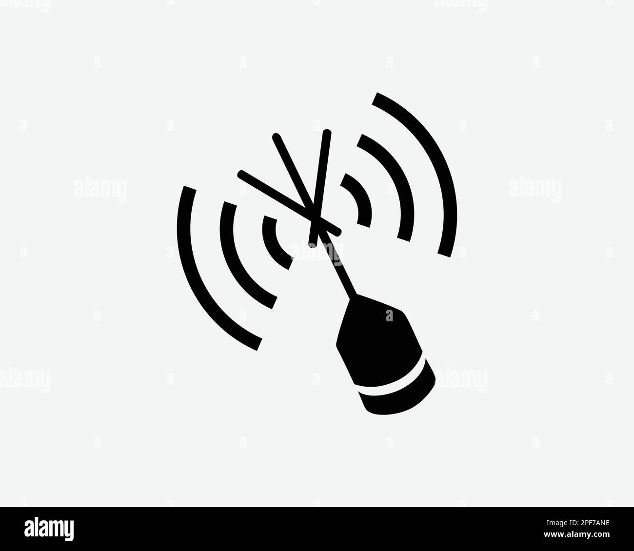 Segnalatore di emergenza galleggiante Marine Maritime Ping segnale nero bianco silhouette segno simbolo icona grafico clipart Illustrazione pittogramma vettore Illustrazione Vettoriale