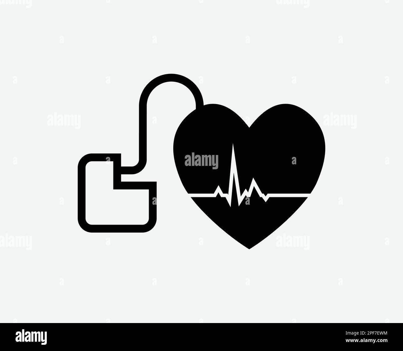 Icona pacemaker cuore artificiale Cardiac Pace Maker Pulse Black White Silhouette simbolo icona segno grafico clipart Illustrazione pittogramma vettore Illustrazione Vettoriale