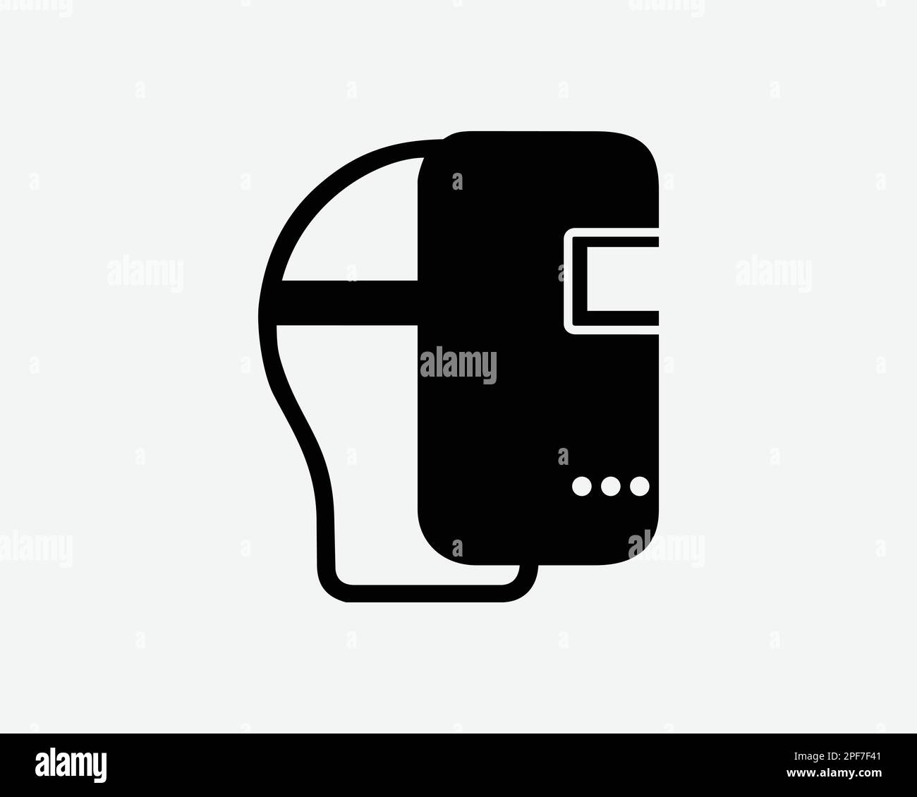 Maschera di saldatura casco di protezione del viso protezione di sicurezza cappuccio nero bianco silhouette simbolo icona segno grafico clipart Illustrazione pittogramma vettore Illustrazione Vettoriale