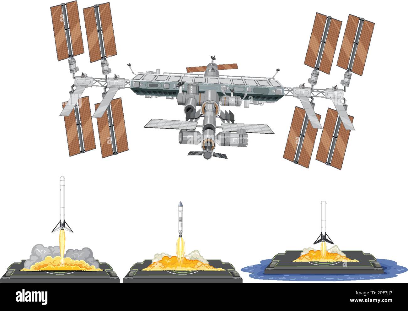 Illustrazione della stazione spaziale internazionale (ISS) Illustrazione Vettoriale