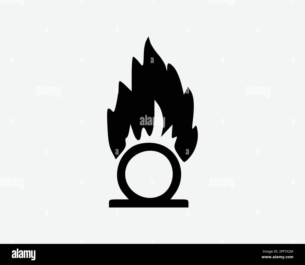 Icona Fireball fuoco sfera bruciare elemento energia potenza Black White Silhouette simbolo segno grafico clipart Illustrazione pittogramma vettore Illustrazione Vettoriale