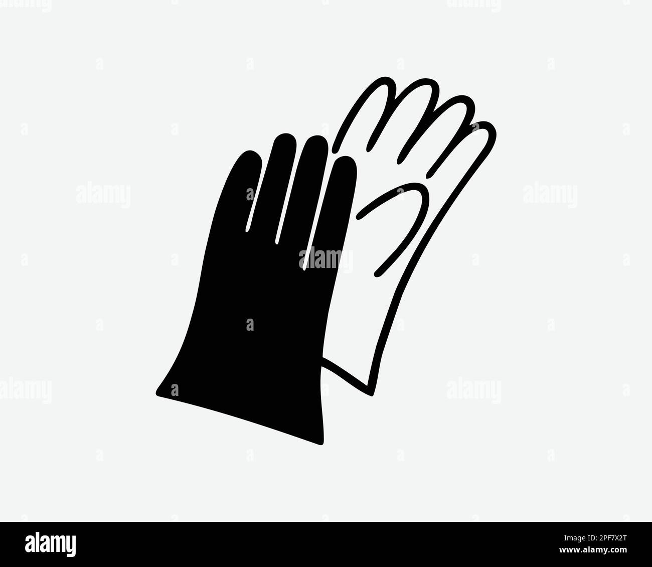 Guanti icona mano guanto gomma Mitten Winter Medical Surgical Vector Black White Silhouette simbolo segno grafico clipart illustrazione pittogramma Illustrazione Vettoriale