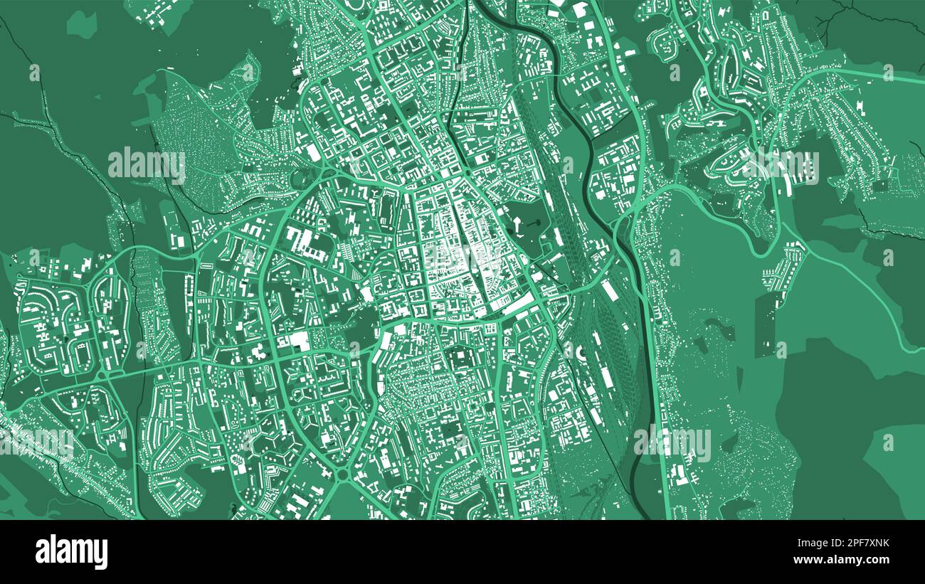 Verde, mappa vettoriale di Kosice. Città urbana in Turchia. illustrazione del poster della mappa stradale. Kosice mappa art. Illustrazione Vettoriale