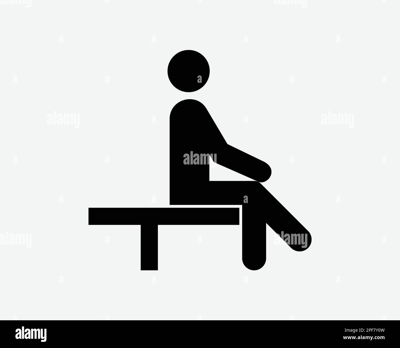 Uomo seduto seduta sedia da banco Cross gamba riposo pensare icona Bianco nero Silhouette simbolo segno grafico clipart Illustrazione pittogramma VEC Illustrazione Vettoriale
