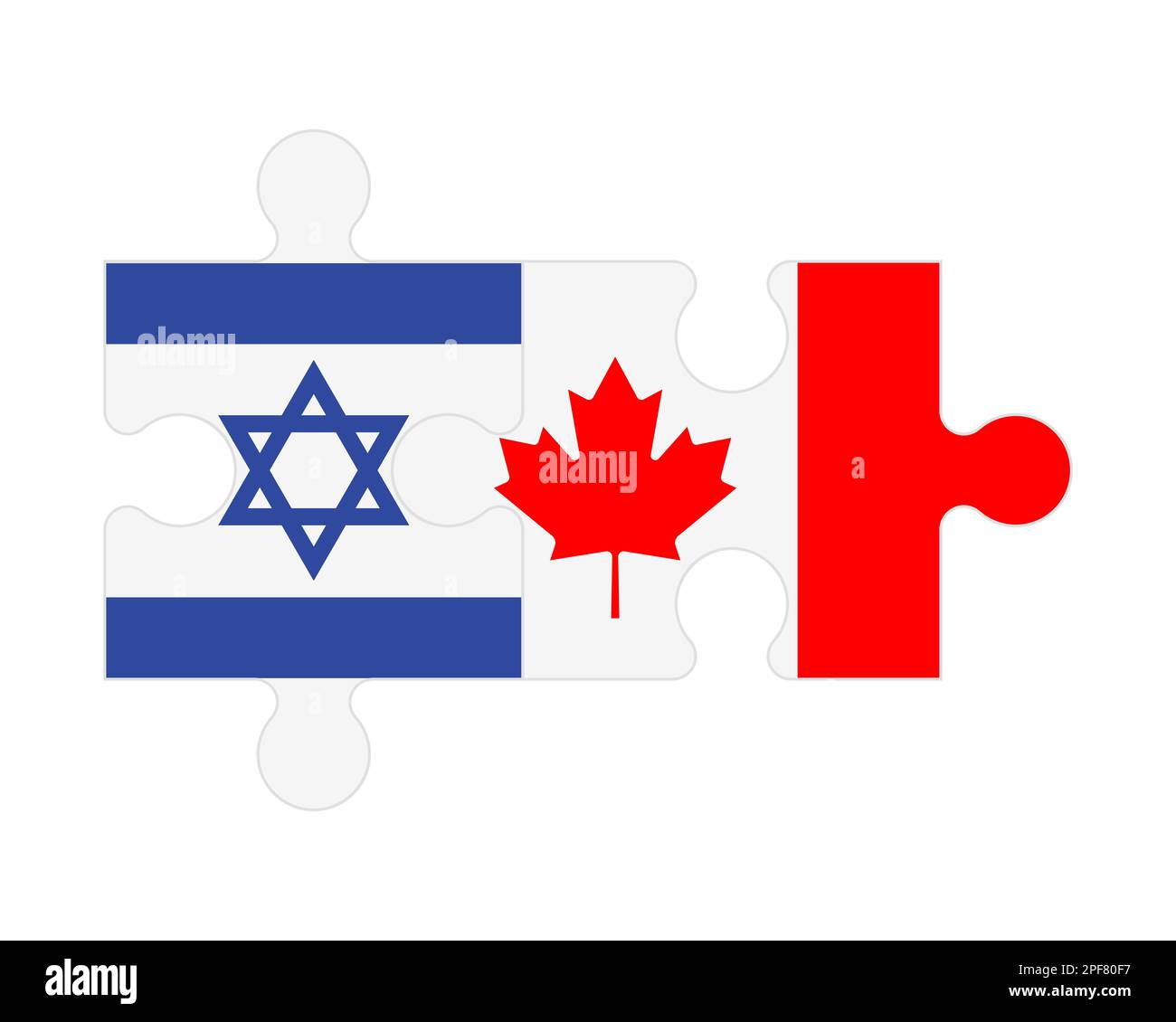 Puzzle connesso di bandiere di Israele e Canada, vettore Illustrazione Vettoriale