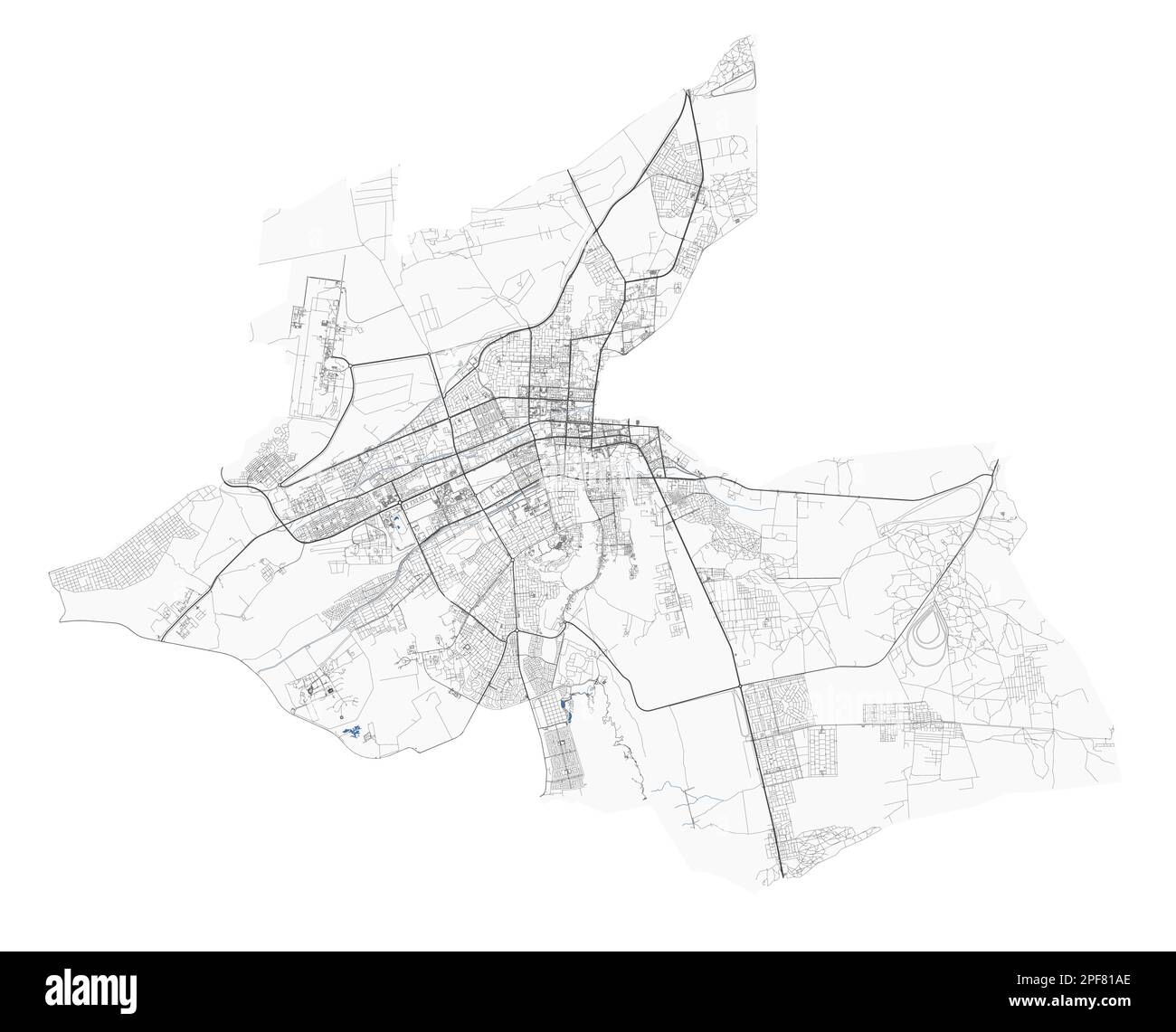 Al Ain mappa, territorio amministrativo della città. UAE piano dettagliato della città. Illustrazione vettoriale con strade, parchi. Illustrazione Vettoriale