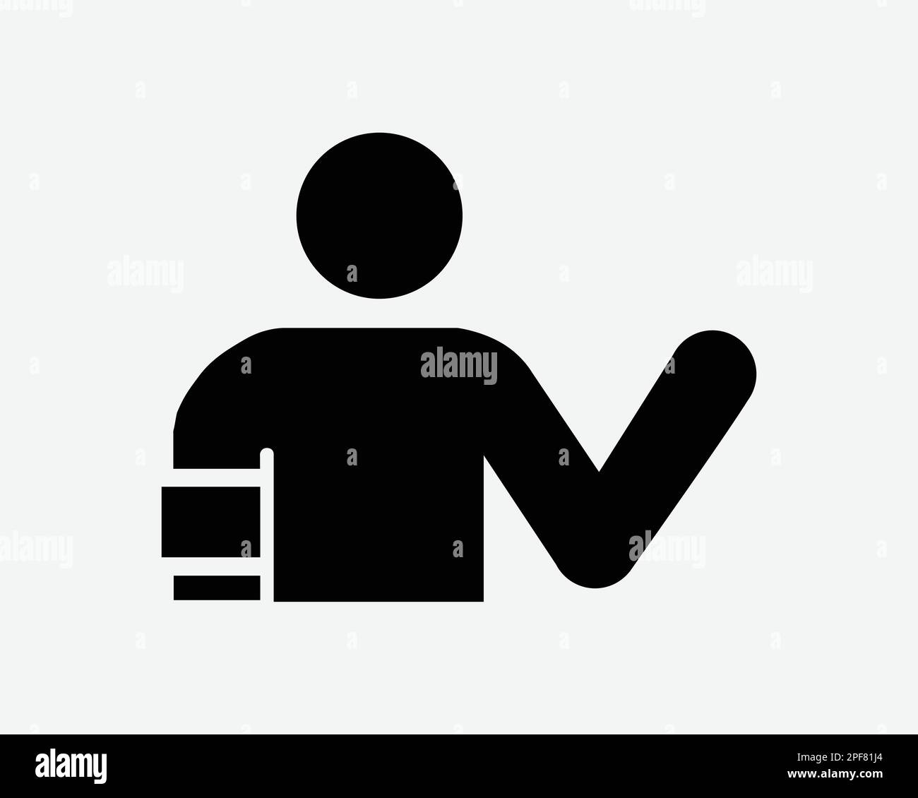 Fasciatura infortunata uomo Stick Figura paziente malato Nero Bianco Silhouette segno simbolo icona Clipart grafico Pittogramma Illustrazione Vector Illustrazione Vettoriale