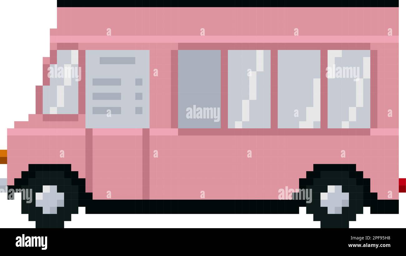 Camion dei gelati in stile pixel art. Cibo di strada Illustrazione Vettoriale