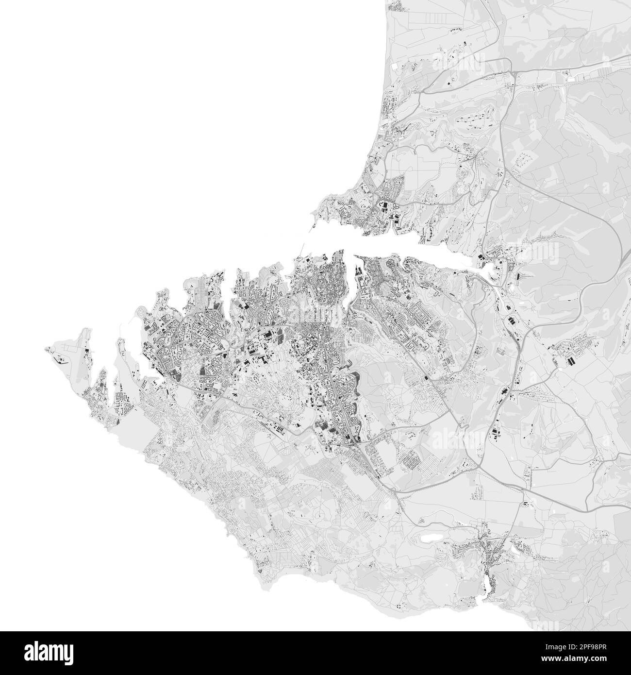 Mappa vettoriale della città urbana di Sevastopol. Illustrazione vettoriale, poster in bianco e nero della mappa Sevastopol in scala di grigi. immagine della mappa stradale con strade, metropolitana Illustrazione Vettoriale