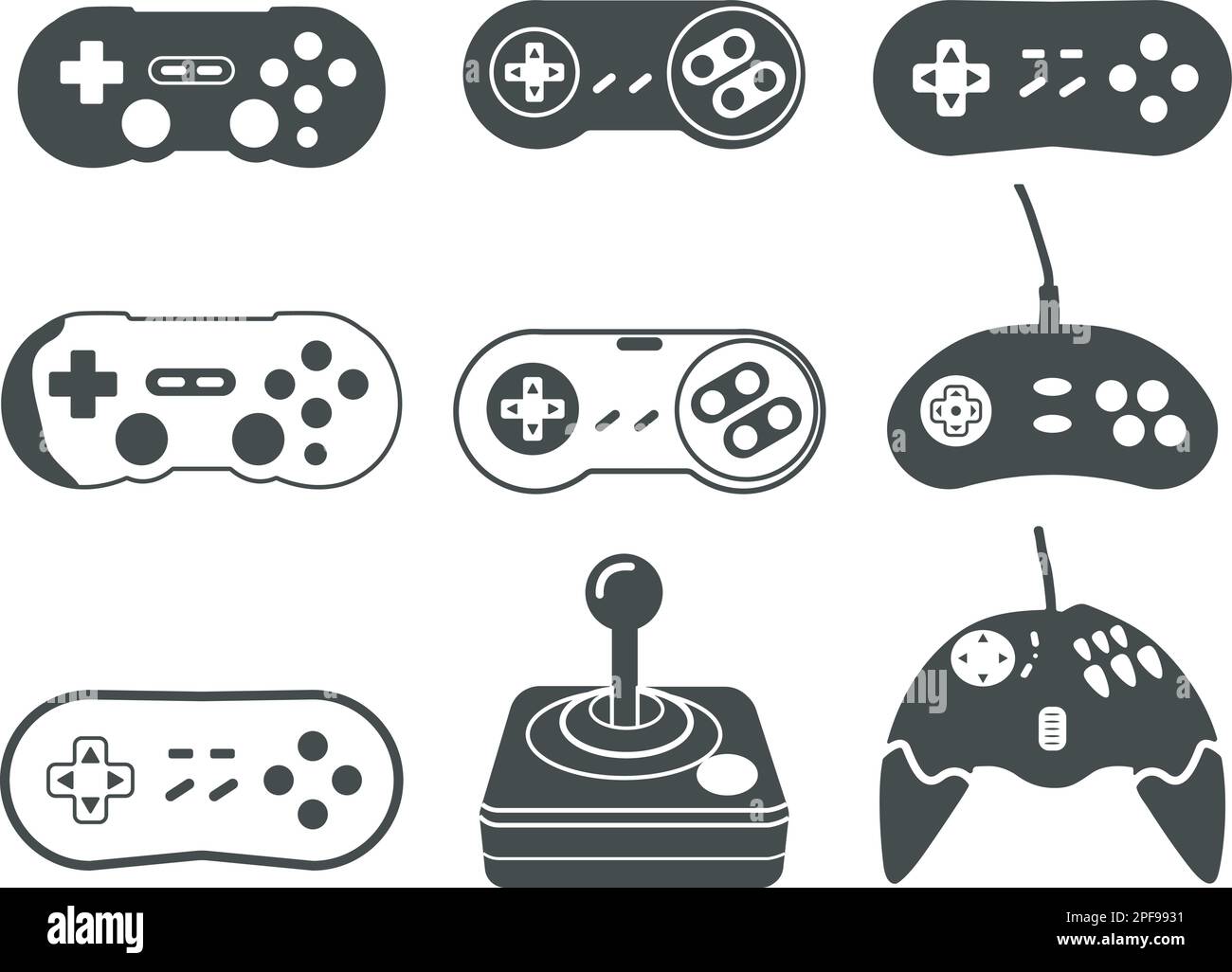 Silhouette del controller di gioco,Old Game Controller SVG, joystick per videogiochi, dispositivo di gioco, illustrazione vettoriale della console di gioco. Illustrazione Vettoriale