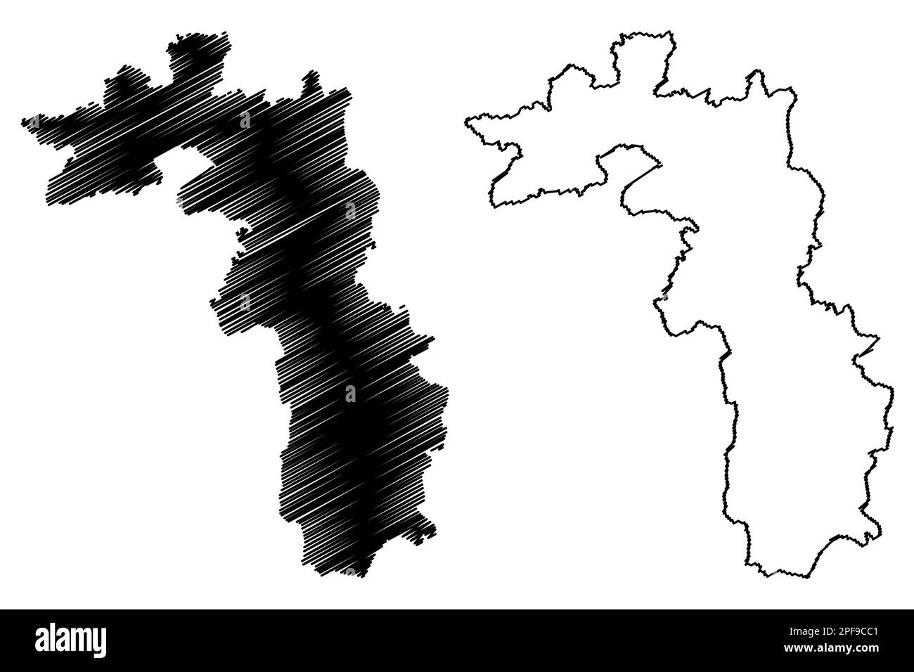 Mappa del distretto non metropolitano di Malvern Hills (Regno Unito di Gran Bretagna e Irlanda del Nord, contea cerimoniale Worcestershire o Worcs, Inghilterra) Illustrazione Vettoriale