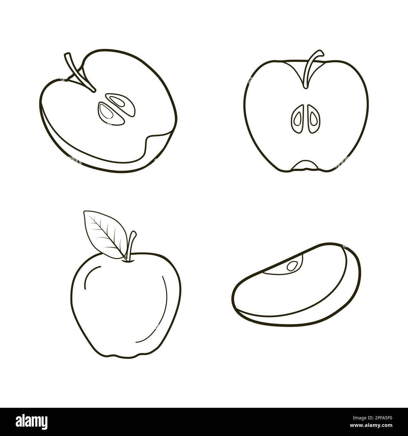 Contorno Apple, icona della line art Apple, logo Apple Illustrazione Vettoriale