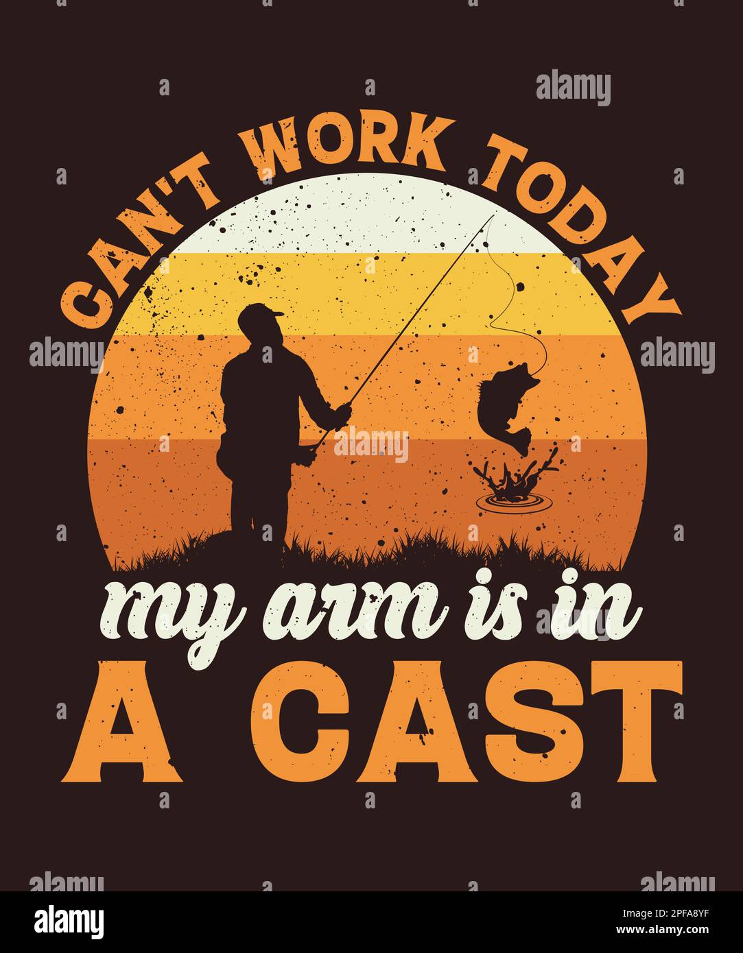 Non può funzionare oggi il mio braccio è in un disegno della t-shirt di pesca del getto Illustrazione Vettoriale