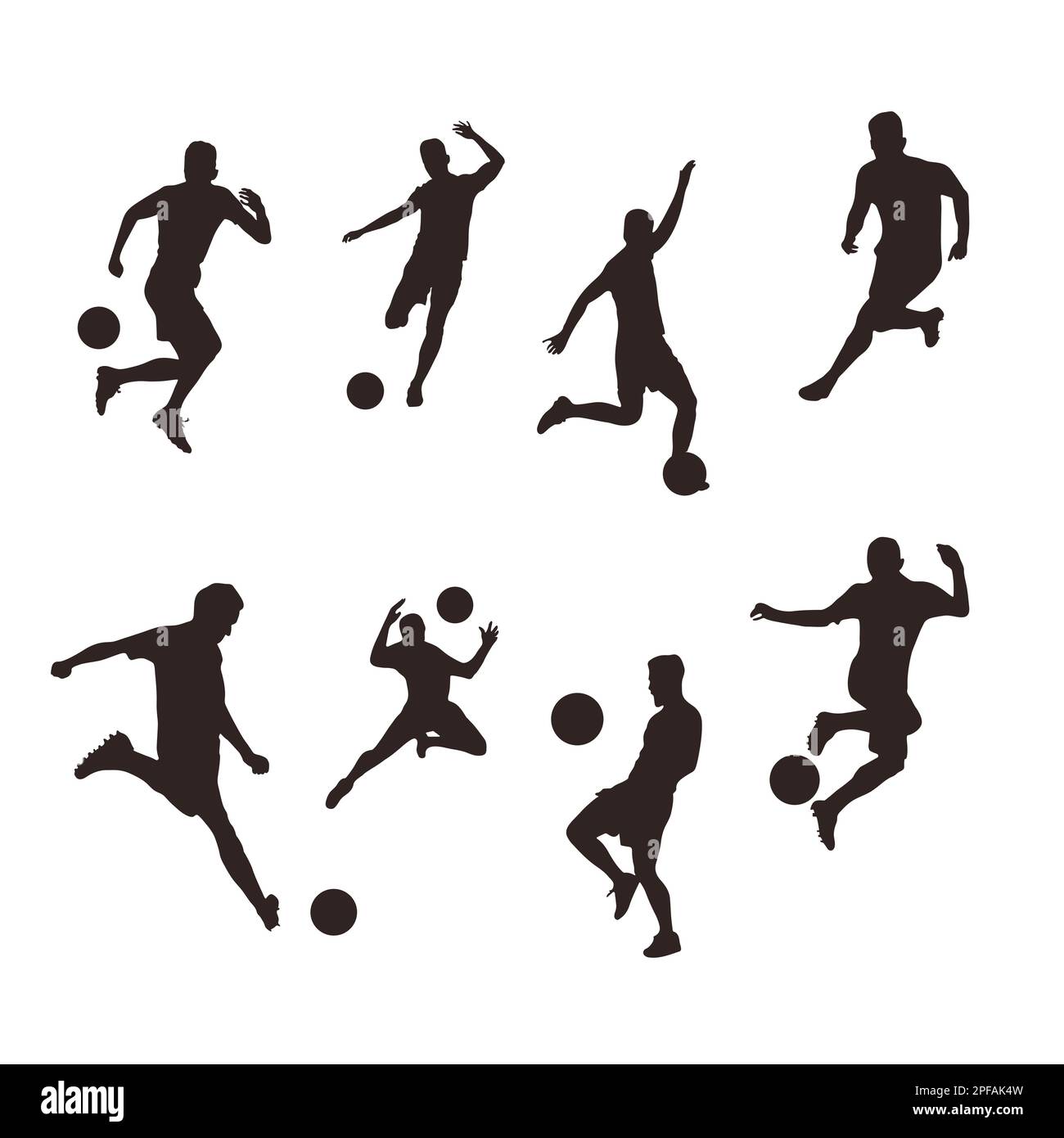 Silhouette da calcio, set di calciatori Illustrazione Vettoriale