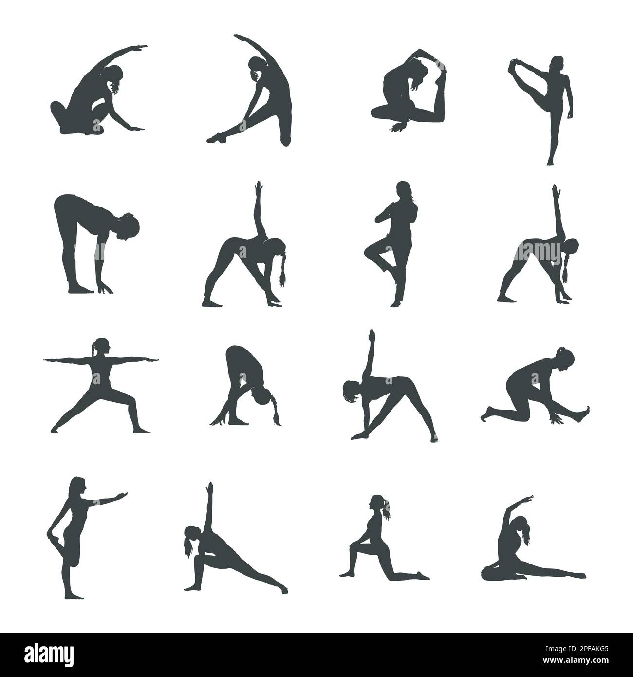 Silhouette yoga donna, collezione silhouette yoga, silhouette yoga ragazza, vettore yoga Illustrazione Vettoriale