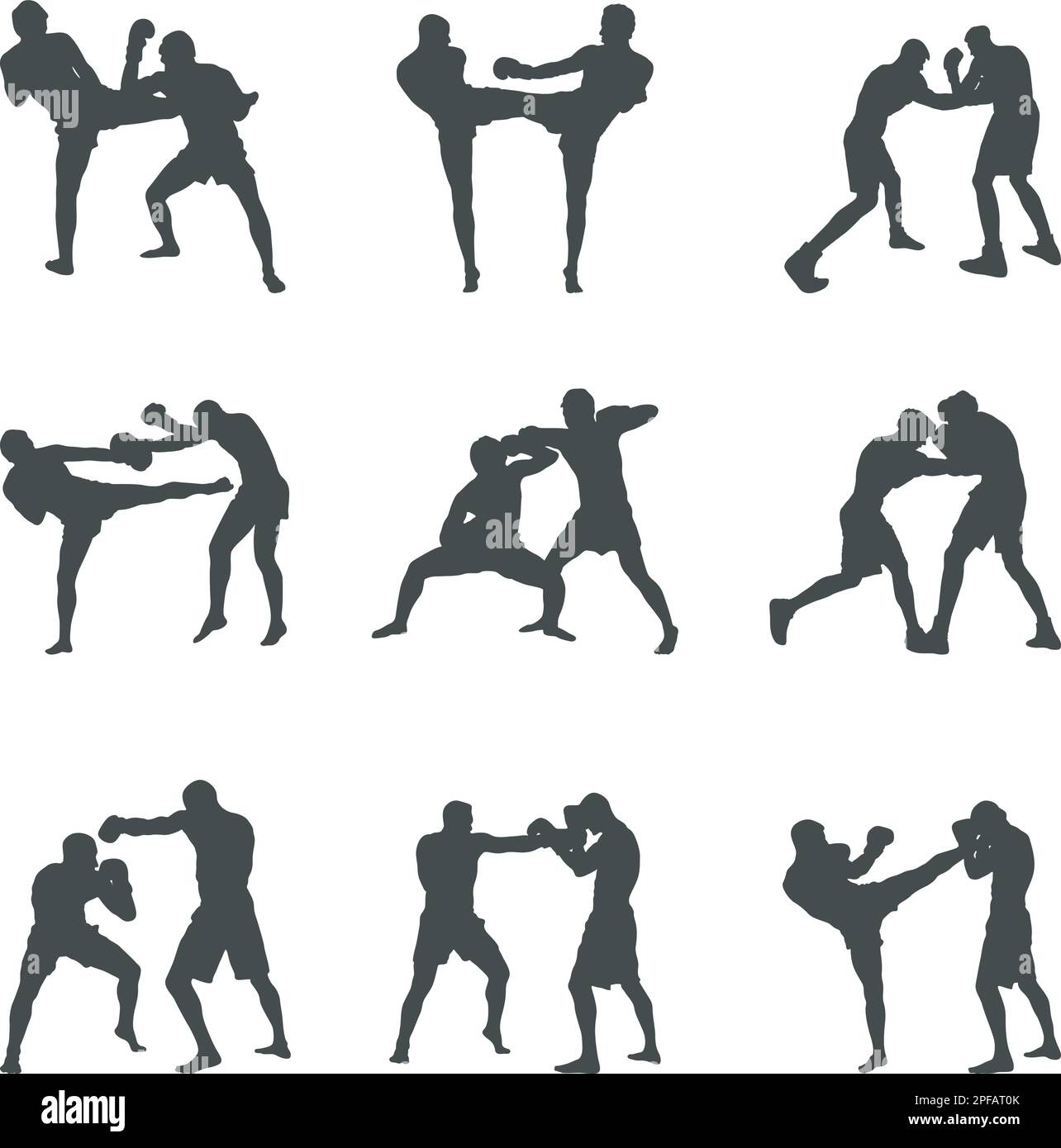 Silhouette da boxe, Set silhouette da boxe, silhouette da boxe, Box SVG, Boxing Vector Illustrazione Vettoriale