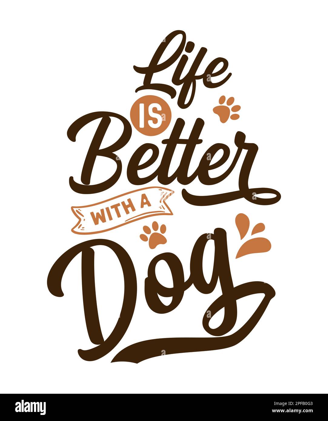 La vita è migliore con un disegno della t-shirt della tipografia del cane Illustrazione Vettoriale