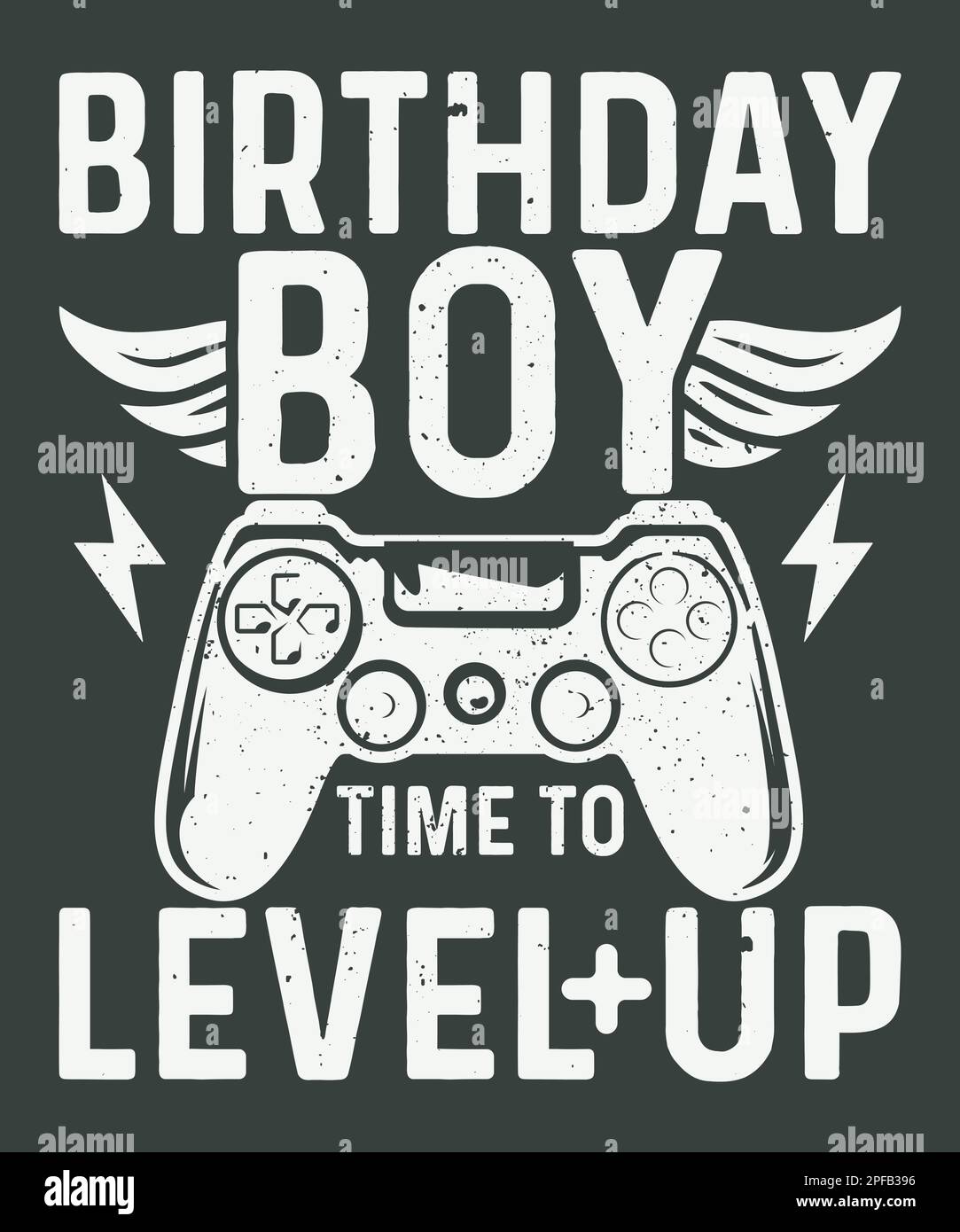 Compleanno ragazzo tempo di livellare il design della t-shirt videoludica Illustrazione Vettoriale