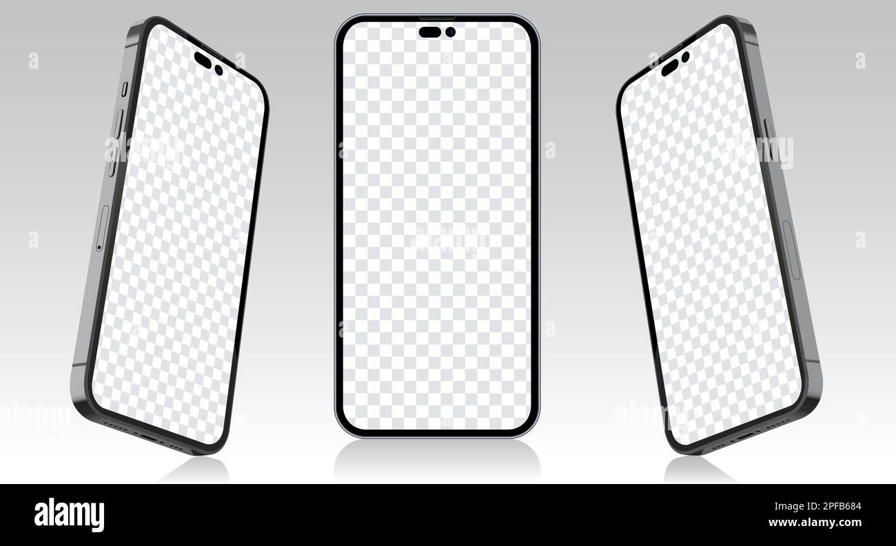 Schermo vuoto dello smartphone, mockup del telefono. Modello per l'interfaccia di progettazione di infografiche o di presentazione dell'interfaccia utente Illustrazione Vettoriale