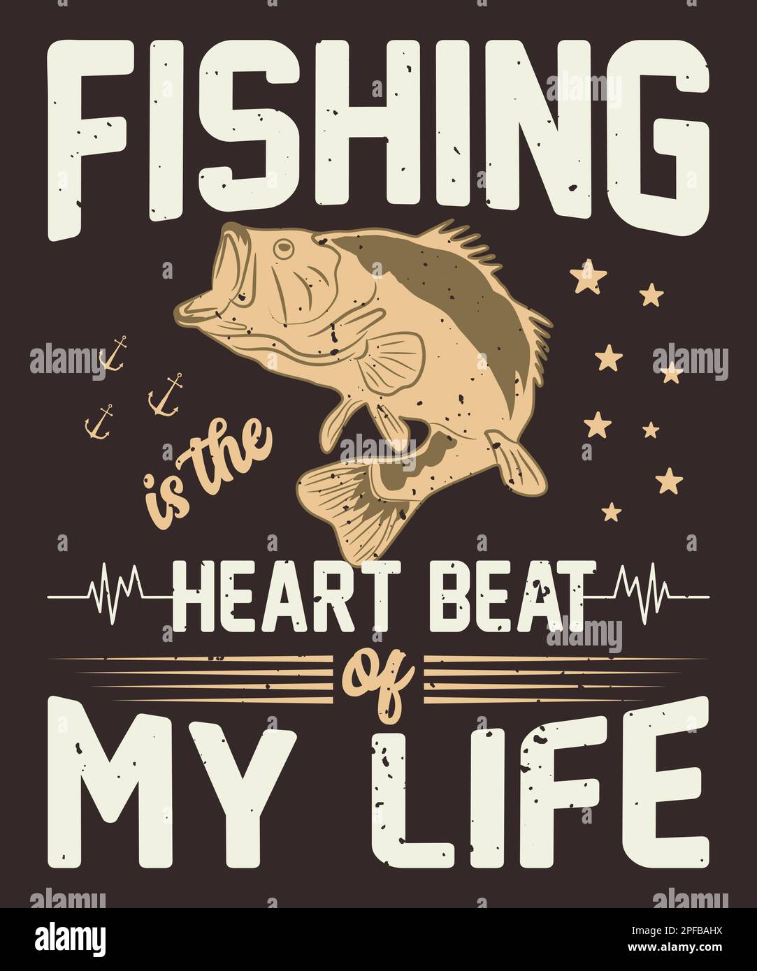La pesca è il battito cardiaco della mia vita di pesca t-shirt design Illustrazione Vettoriale