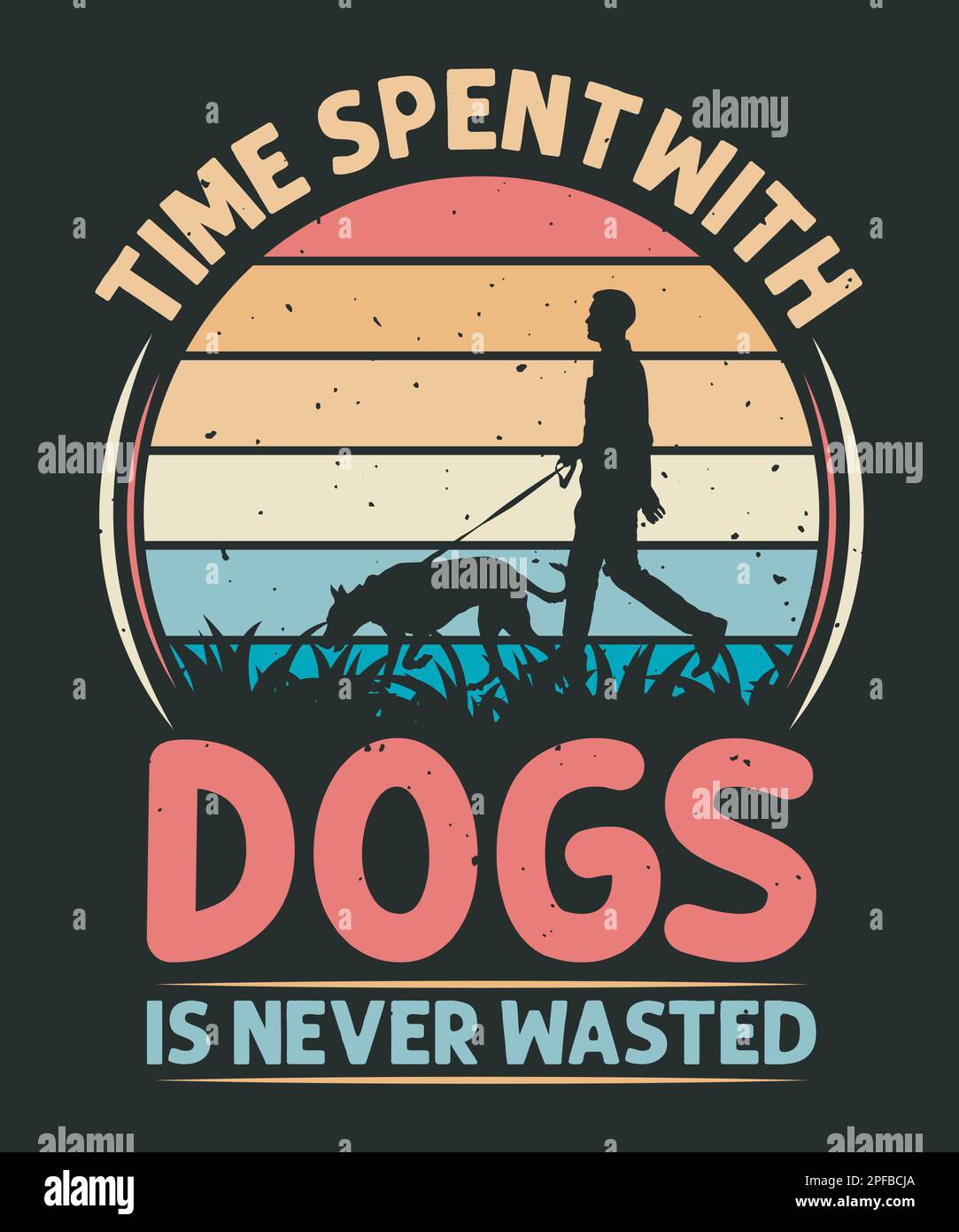 Il tempo trascorso con i cani non è mai sprecato vintage cane t-shirt design Illustrazione Vettoriale