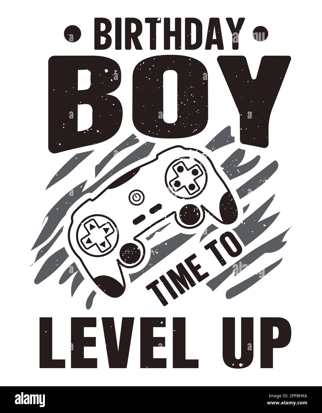 Compleanno ragazzo tempo di livellare vintage nero video gioco t-shirt design con Vector V02 Illustrazione Vettoriale