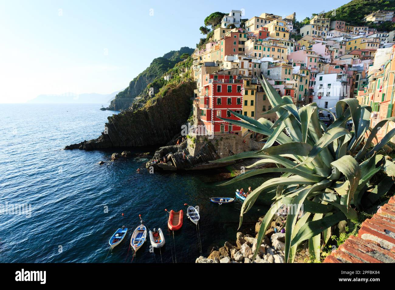 Pesca Villiage di Riomaggiore. Cinque Terre. Italia. Foto Stock