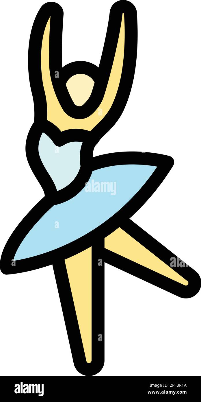 Icona ballerina. Contorno ballerina icona vettoriale per web design isolato su sfondo bianco piatto Illustrazione Vettoriale