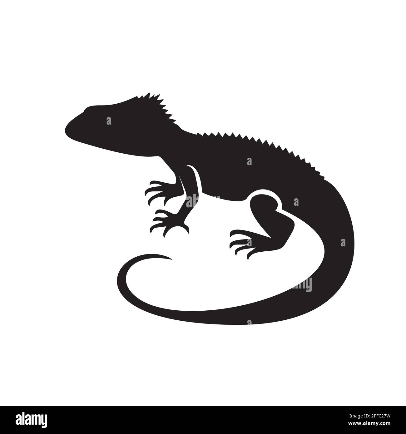 Monitor Lizard Silhouette Vector logo EPS 10 Illustrazione Vettoriale